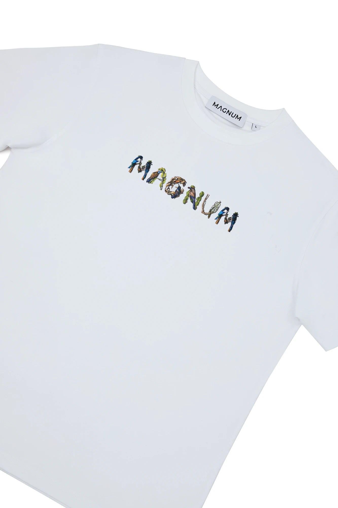 Magnum Man Cotton T-shirt White with Avian print