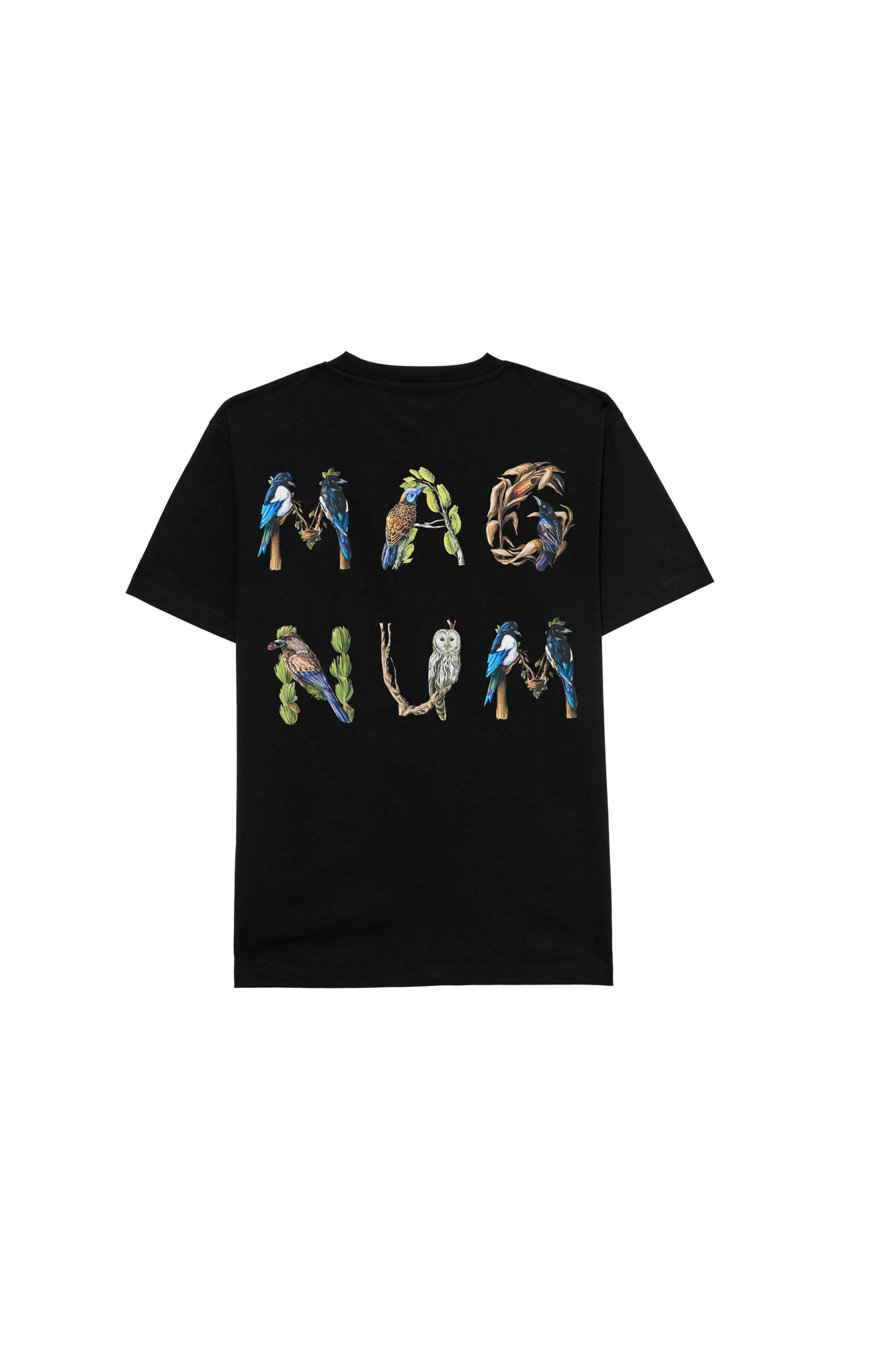 Magnum Man Cotton T-shirt Black with Avian print