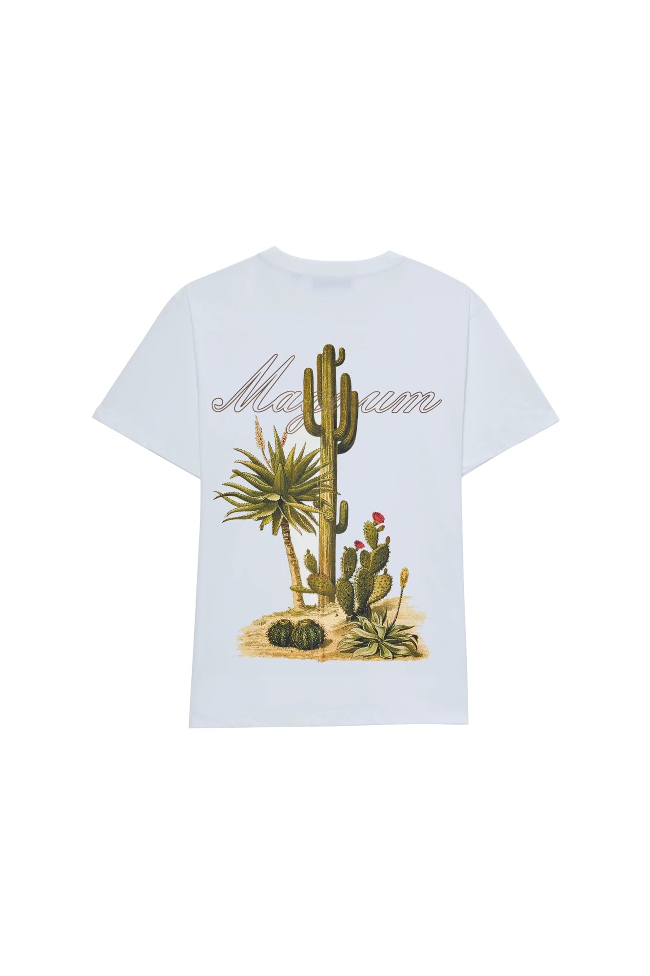 Magnum Man Cotton T-shirt White with Cactoid print back